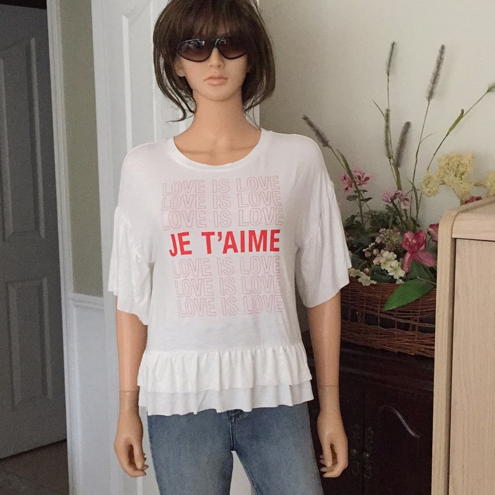 JE T’AIME Print White T-Shirt by Art Class - Picture 2 of 9